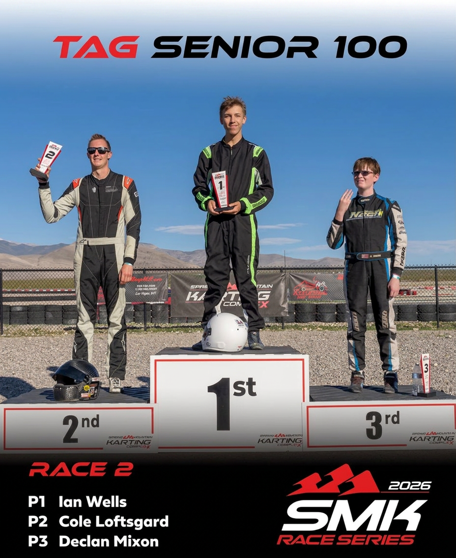 Ian Wells P1 podium — SMK Race Series Race 2, TAG Senior 100
