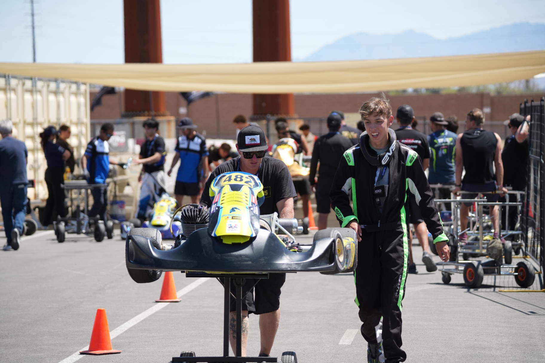 Paddock · Kart push under awning · CotF R5